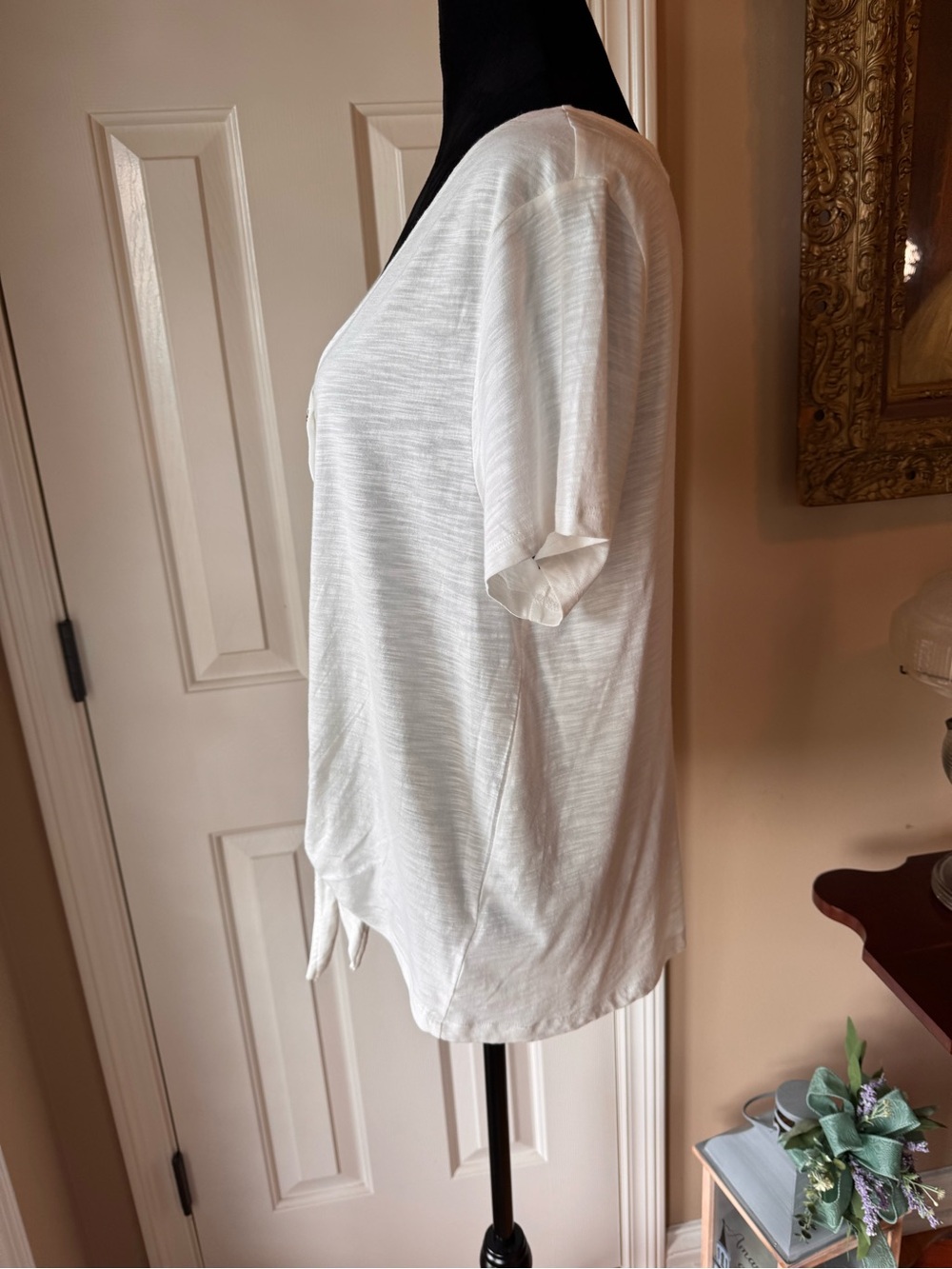 Sanctuary By My Side Tie Hem Pointelle Top - White - Sz x-large - Picture 5 of 8
